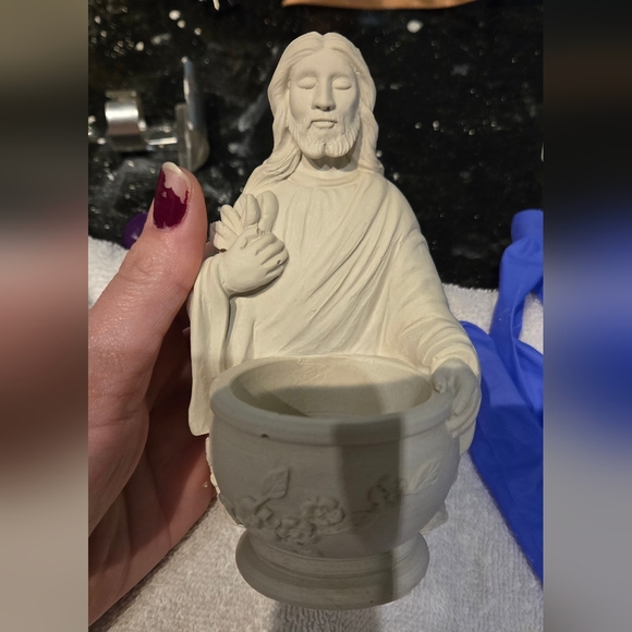 Flowerpot, Candle Withthe Imagen Of Jesus. - Picture 3 of 6
